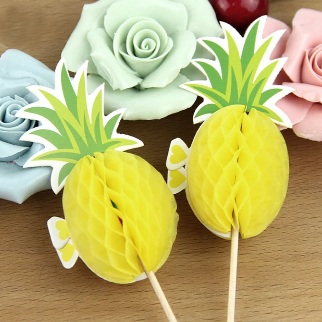 MagiDeal 24pcs Hawaiian Flamingo Pineapple Cupcake Picks Cake Toppers Baby Shower Kids Birthday Cocktail Party Decor