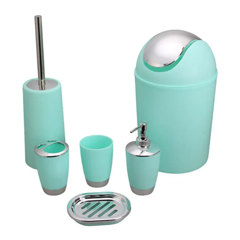Blue Bathroom Accessories Set 6 Pieces Plastic Gift Set Toothbrush Holder Toothbrush Cup Soap Dispenser Hand Sanitizer Bottles Blue Bathroom Accessories Set 6 Pieces Plastic Gift Set Toothbrush Holder Toothbrush Cup Soap Dispenser Hand Sanitizer Bottles