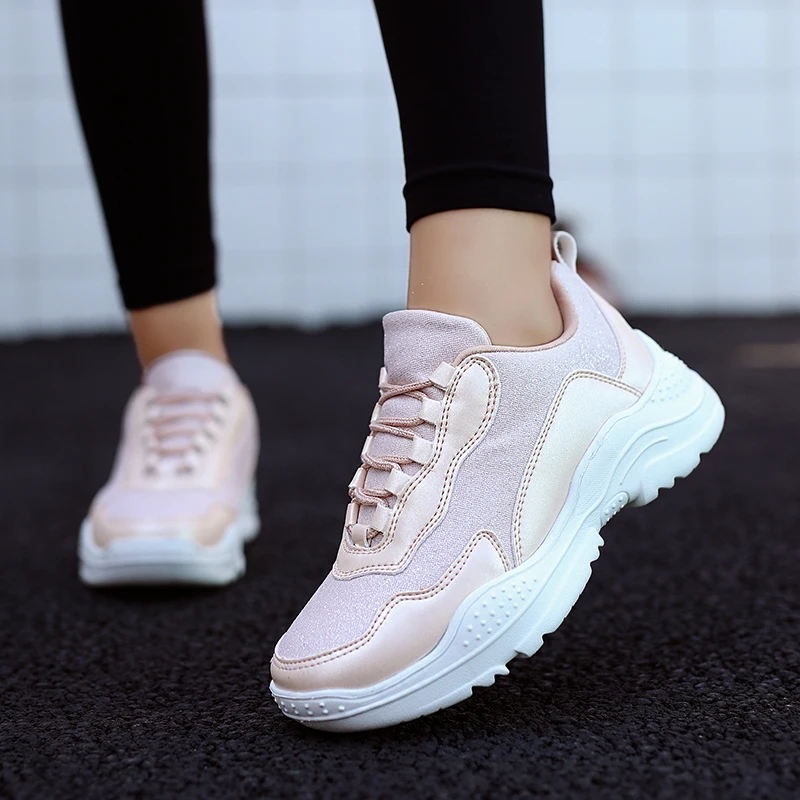 

2019 Women Platform Sneakers Woman Wedge Casual Shoes Breathable Trainers Female Sneakers Woman Thick Bottom Shoes size 36-42