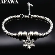 Браслет из нержавеющей стали со снежинками для женщин, браслеты и браслеты серебряного цвета, ювелирные изделия, рождественский подарок, колье bracciali Donna B17821