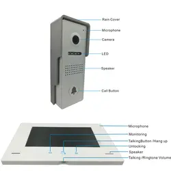 7 дюймов сенсорная кнопка видеодомофон видео домофон 1200 TVLine наружная камера для дома дистанционное управление смартфонами