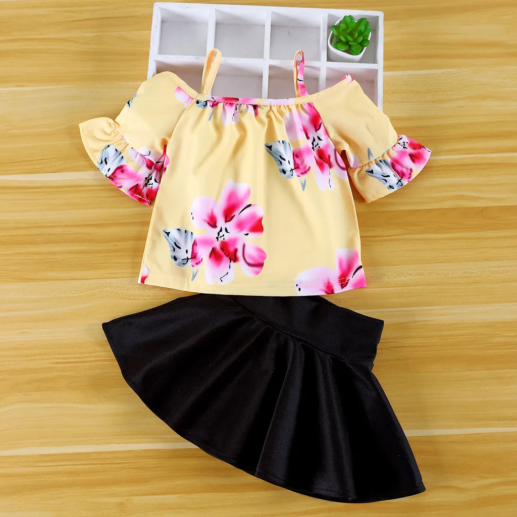 

2018 Hot Sale Christmas Clothing Newborn Infant Baby Girls Off Shoulder Print Tops Shirt+Skirt Outfits Sets #20