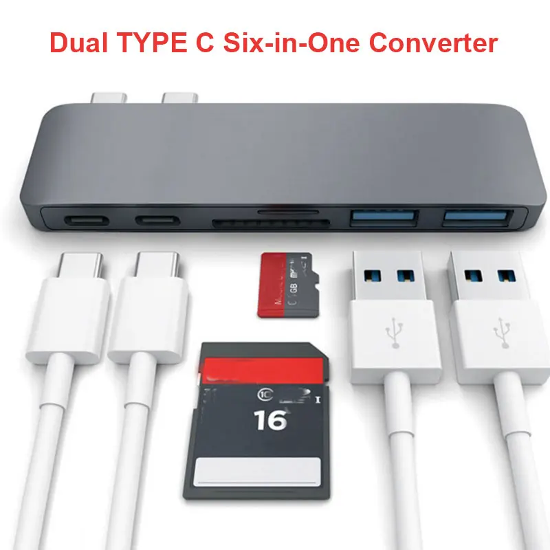 

Double Type-C Card Reader Base Hard Drive Enclosure Computer Usb Hub Excellent Multifunctional Drive Dock Hard Drive Enclosure