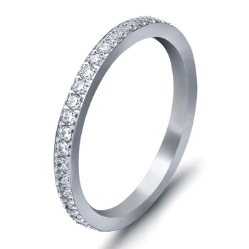 

Full Small CZ Zircon Channel Setting Stainless steel Engagement Rings for women
