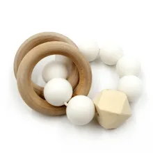 Baby Nursing Silicone Teether Bracelet Wooden Teether Ring Teether Nature Safe Organic Infant Bangle Teether Toys