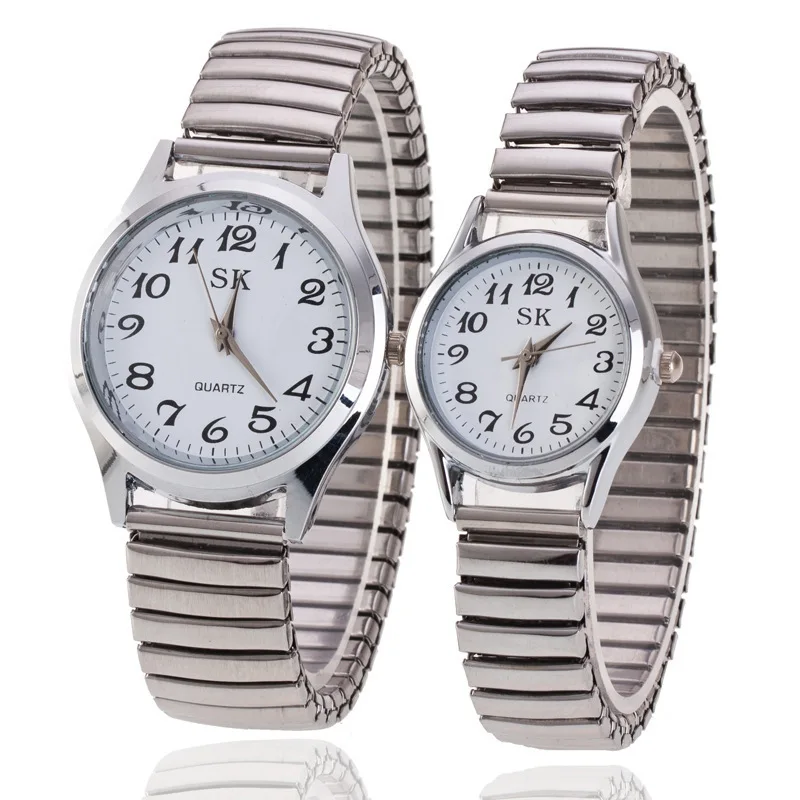 Couple Watch Dress Mens Women Simple Lover Fashion Metal Quartz Alloy Elastic-Band Casual