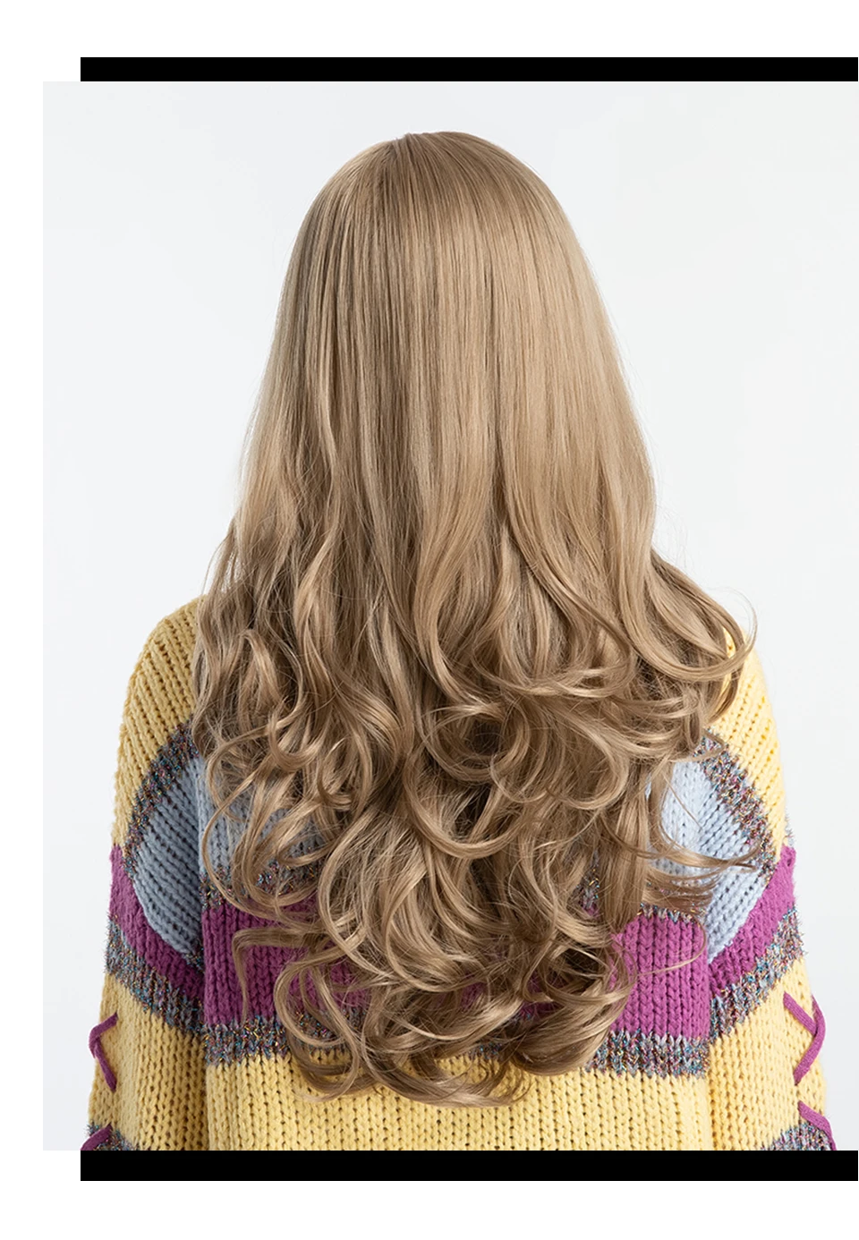 Inhair Cube 26 дюймов Для женщин парики длинные естественная волна Синтетический слоистых Стиль волос светло-коричневый с полной парики