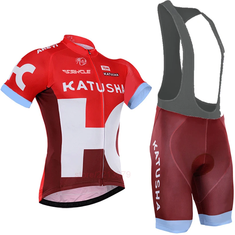 

2016 katusha cycling jersey team cycling clothing quick dry cycling bibs set with gel pad cycling wear free shipping