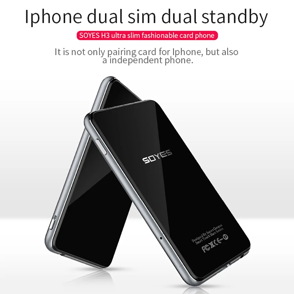 

Dual SIM Dual Standby Smart Adapter Phone SOYES H3 Ultra thin 8G Memory Pedometer Bluetooth Music GSM Mini Card Phone