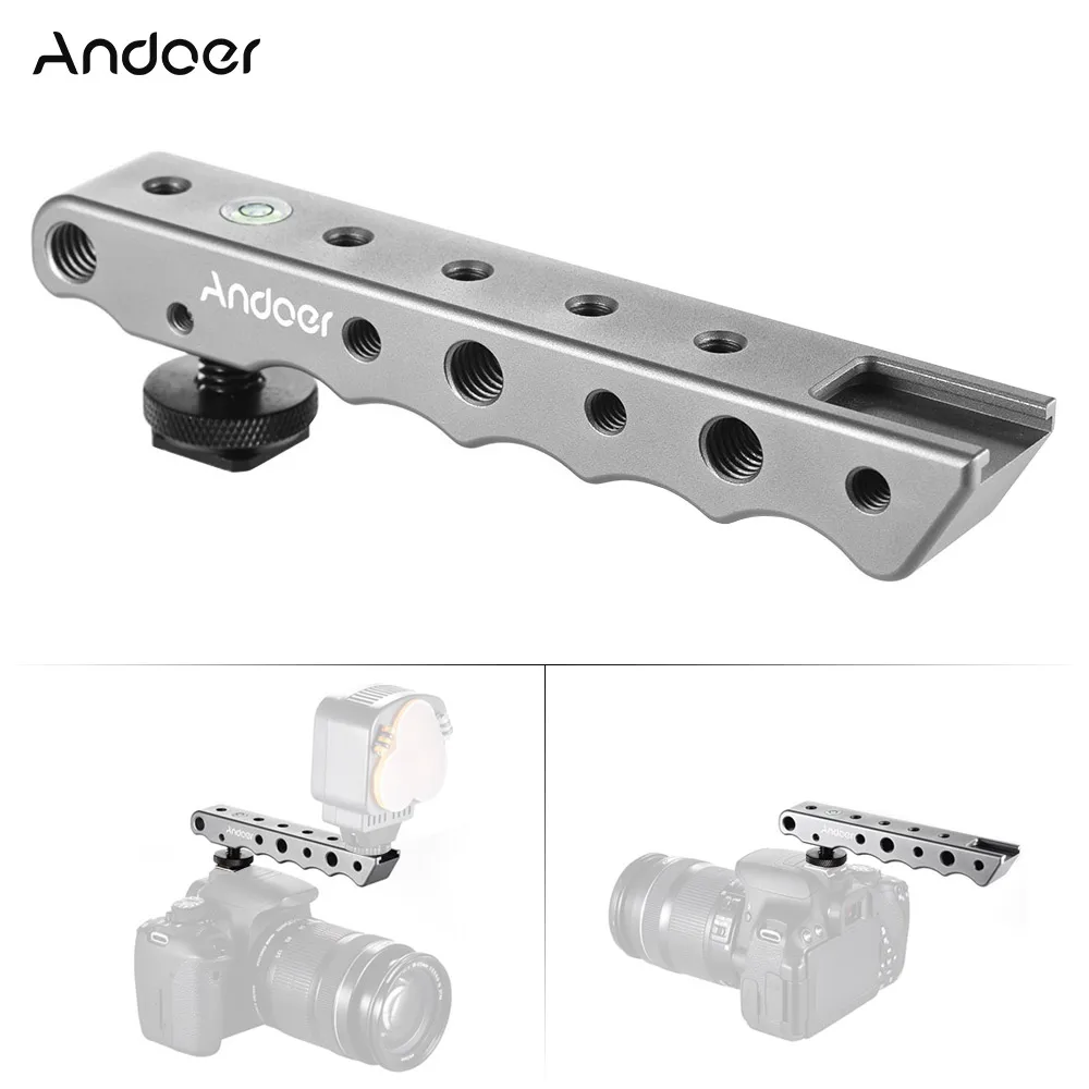 

Andoer Video Top Handle Handgrip Stabilizing Grip w/ Cold Shoe + Bubble Level for Canon Nikon Sony DSLR Camera Camcorder