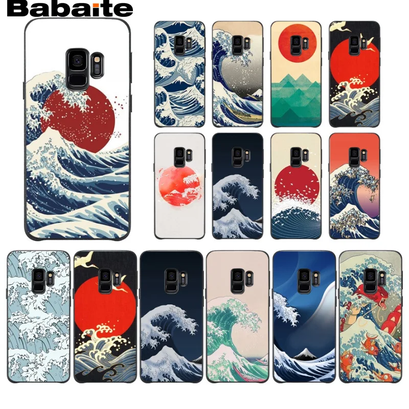 Wave Art японский зеленый чехол аксессуары для телефонов Samsung Galaxy s7 s6edge s9 s8 plus note 8 note9