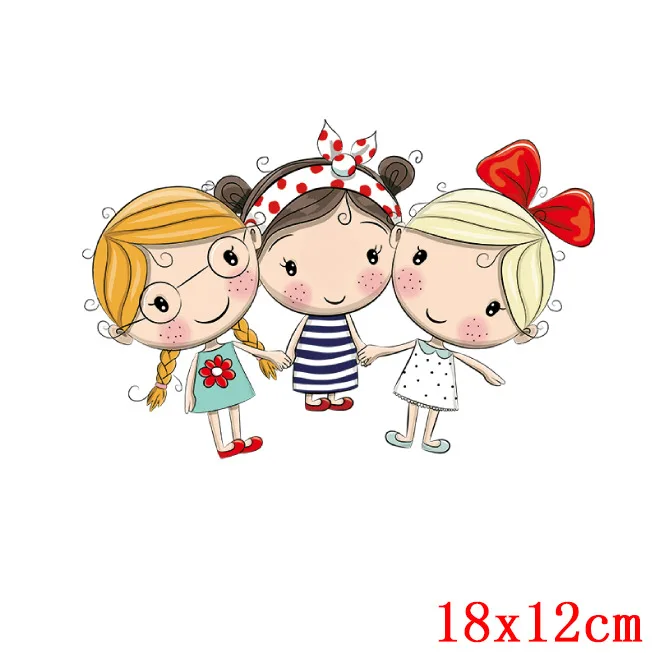 Pulaqi Beautiful Girls Iron-On Heat Transfers Vynil Heat Transfer Stickers Wholesale Patch For DIY Clothes Decor Applique Stripe - Цвет: Многоцветный