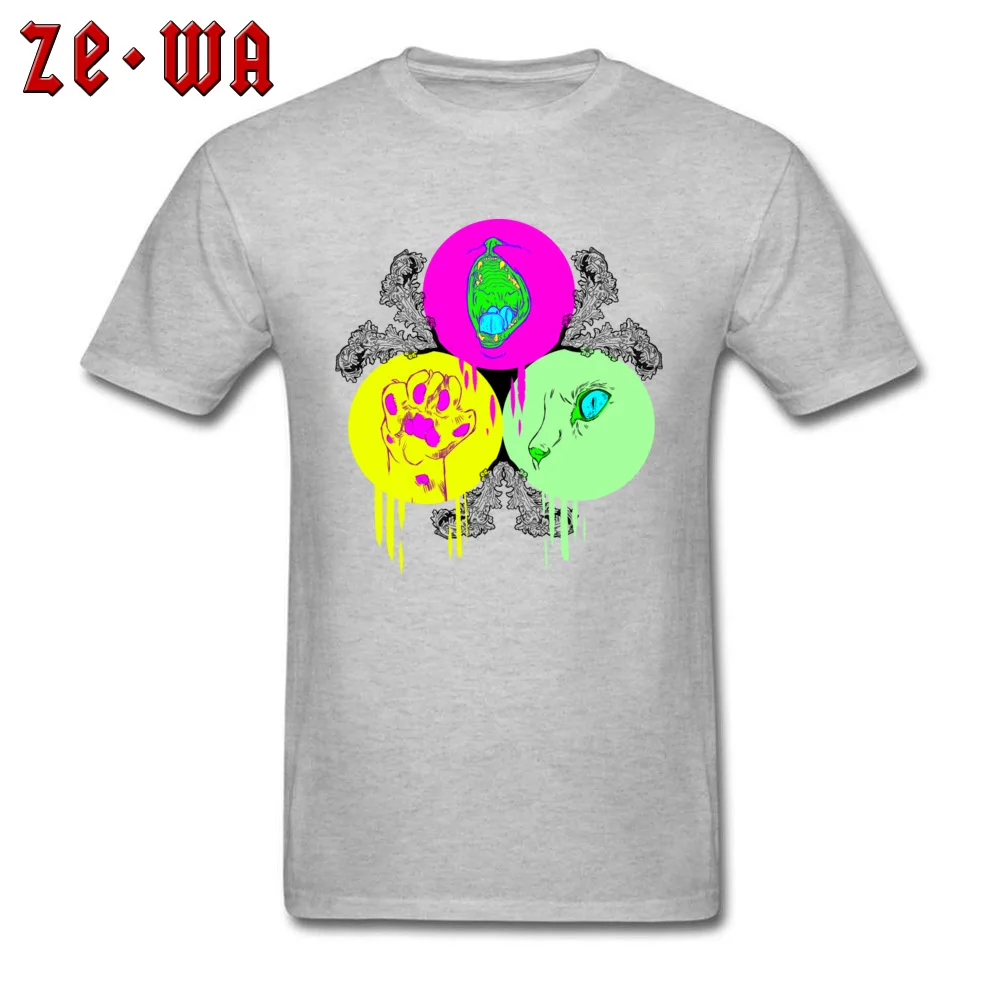Fitness Tight Holy Trifecta of Cat Crewneck T-Shirt Summer/Autumn T Shirt Short Sleeve for Men On Sale 100% Cotton T Shirt Holy Trifecta of Cat grey