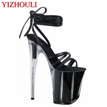 Сандалии с высотой 20 см и большой звездой; пикантная привлекательная обувь для танцевальных представлений