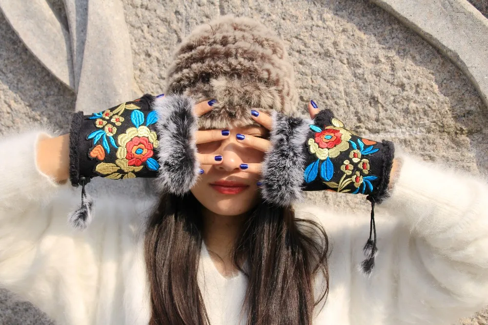 Высокое качество этнические наручные перчатки Мехико стиль Винтаж Вышивка женские варежки женские зимние перчатки национальная таможня