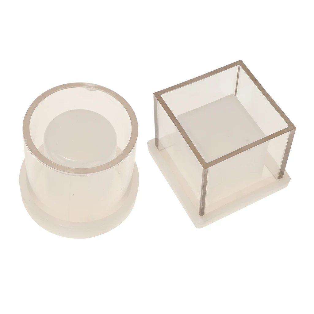 2 Pack Candle Mold Hollow Cube Cylinder Plastic Candle Making Tool DIY Candle Craft Tools