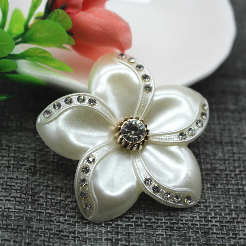 

48MM Pearl Flower With Rhinestone Perolas Para Artesanato Diy Crafts And Scrapbooking Meia Perola Material Manualidades 5Pcs/Lot