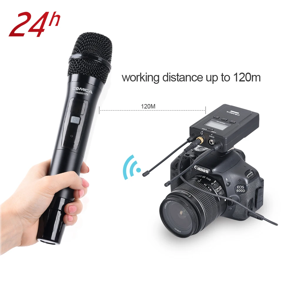 Comica CVM-WM200 (D) 96-قناة معدنية كاملة UHF اللاسلكي يده ميكروفون نظام لكانون 6D 600D 5D2 5D3 نيكون سوني كاميرا