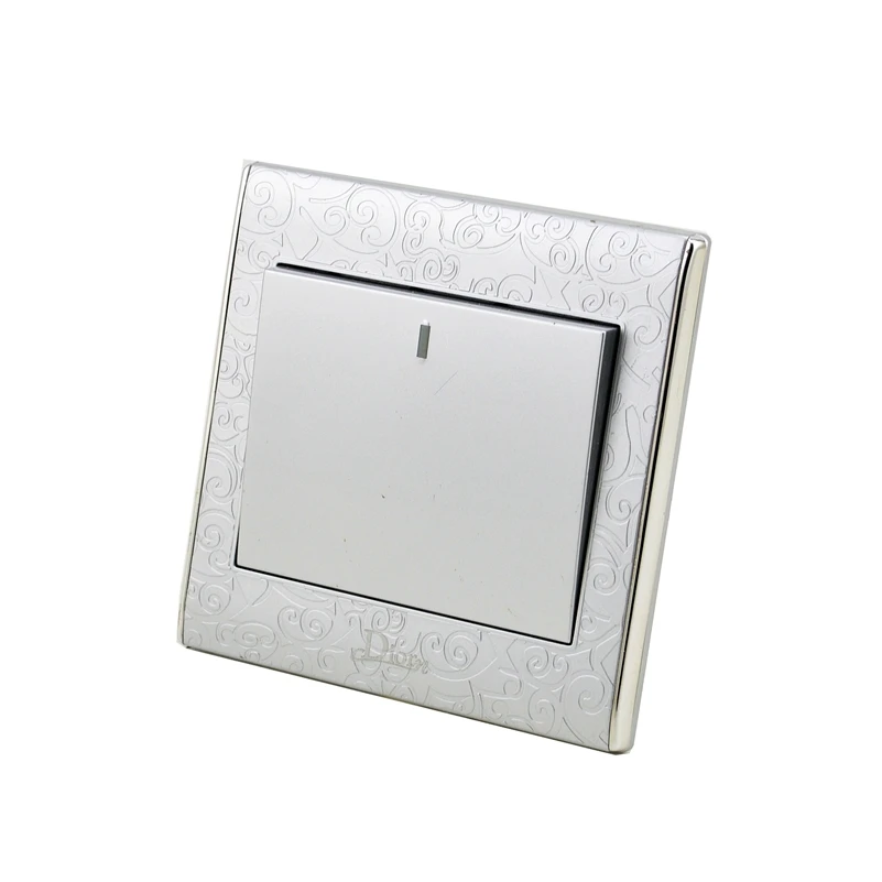 

Free Shipping Flame Retardant Material Silver Color 1 Gang 2 Way Electric Wall Light Switch for Home MK-WS05002