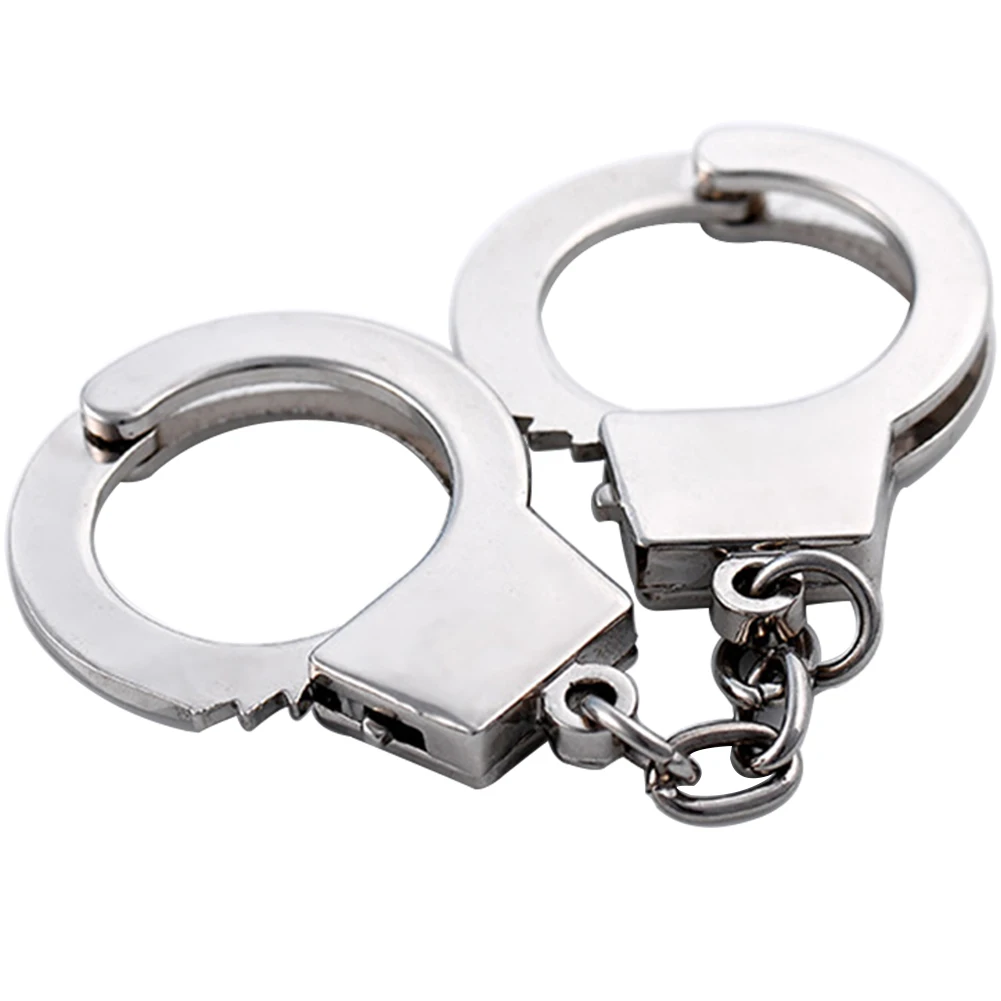 

Mini Simulation Key Holder Keyring Jewelry Fabala Handcuffs Ring Silver Unique Metal Keychain #0610