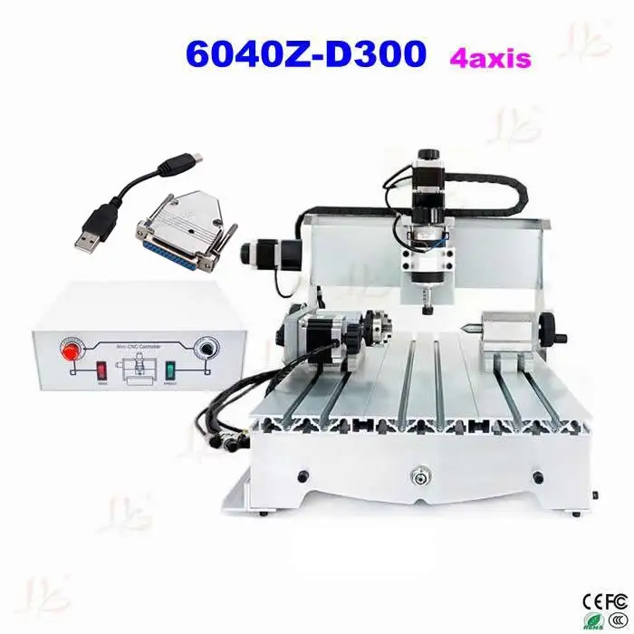 

Mach3 control system CNC 6040 4 Axis USB CNC Wood Carving Machine with 300W Spindle , no tax to Russia