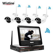 Wistino безопасности wi-fi-комплект HD 1080 P видеонаблюдения Камера Системы NVR IP Камера s открытый монитор видеонаблюдения Беспроводной ЖК-дисплей Экран P2P