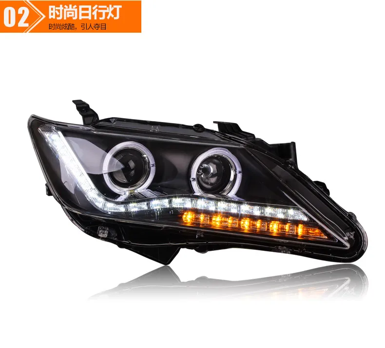 Hireno фары для 2012-2013 Toyota Camry передних фар сборки светодиодный DRL ангел объектив двойной луч ксеноновые 2 шт