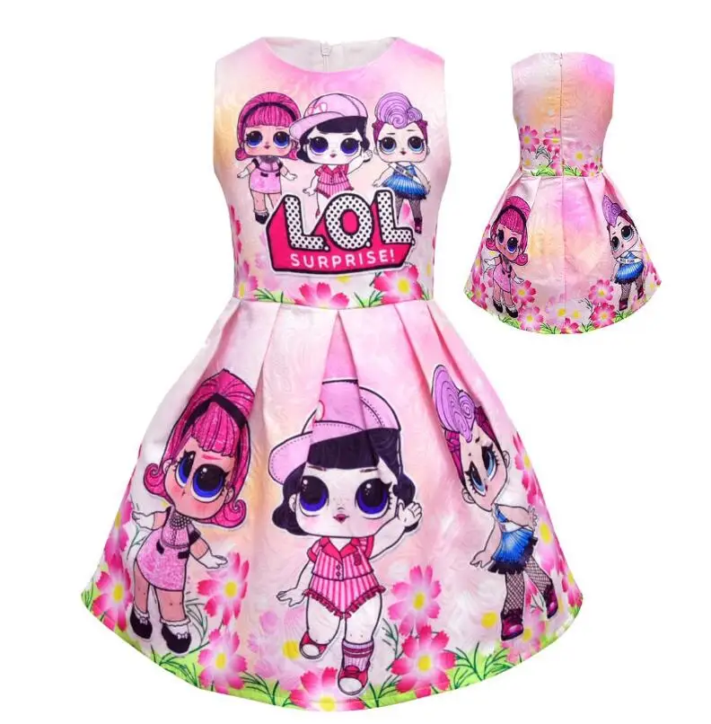 

New Sale Baby Girls Princess Birthday Party Ruffle vest Kids Dresses For LOL Dolls Tutu Girls Summer Dress Wedding