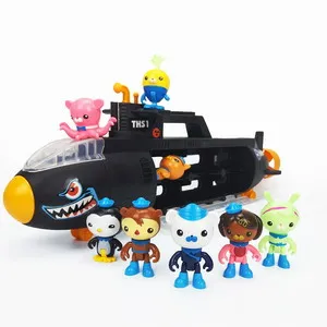 Большой Octonauts подводная лодка игрушки Octo-Pod U лодка китовый корабль модели детские новогодние игрушки подарок - Цвет: Black 8 figures