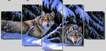 

3d diy diamond painting Snow Mountain Wolf cross stitch animal pattern Diamond Embroidery diamond mosaic wolves Needlework 5pcs