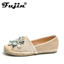 Fujin/Новое поступление; модная обувь на плоской подошве со стразами; женские слипоны; женские лоферы с круглым носком; женские кроссовки со стразами; высокое качество