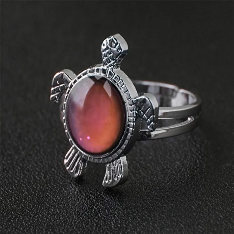 Волшебная черепаха кольцо-Определитель настроения Температура кольцо меняющее цвет эмоции Регулируемый Открытое кольцо для пальца