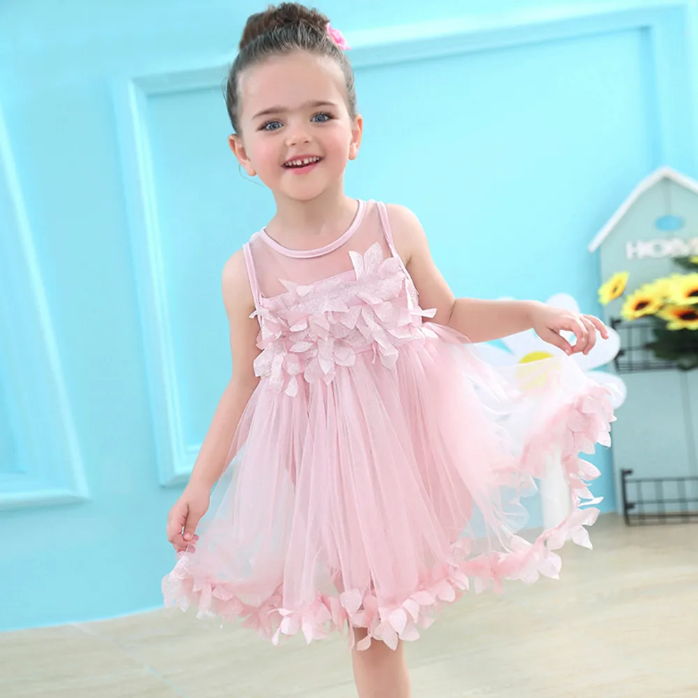

Telotuny Baby Summer Girls Clothes Applique Princess Dress Children Tutu Mesh Clothes Falda femenina JU 13