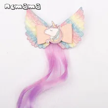 Ncmama аксессуары для волос блестящие банты для волос/зажимы для девочек с единорогом парик заколки для волос детские шпильки ручной работы детские заколки