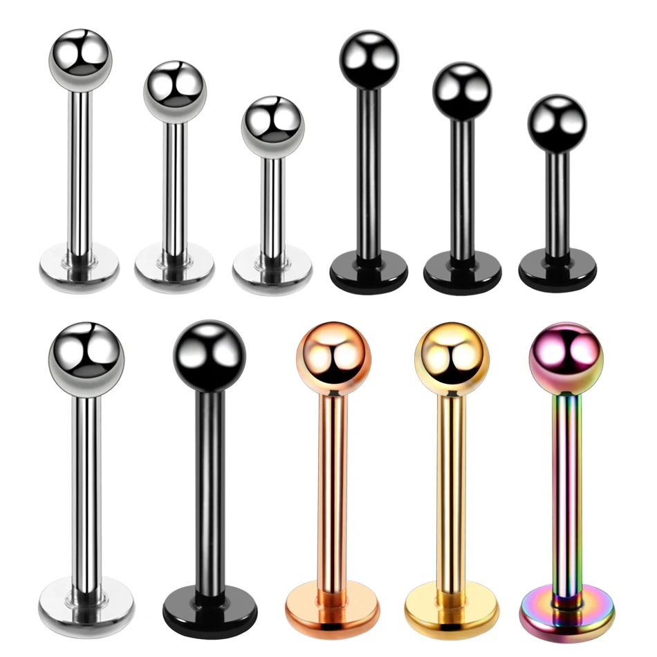 1PC G23 Titanium Labret Lip Ear Cartilage Tragus Helix Ring Lip Stud Pircing Ombligo Ear Pircing Body Jewelry 16G