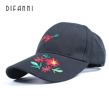 

[DIFANNI] Floral Women Baseball Cap Summer Cotton Sun Hat for Women Fitted Cap Female Embroidery Flower casquette bone gorras