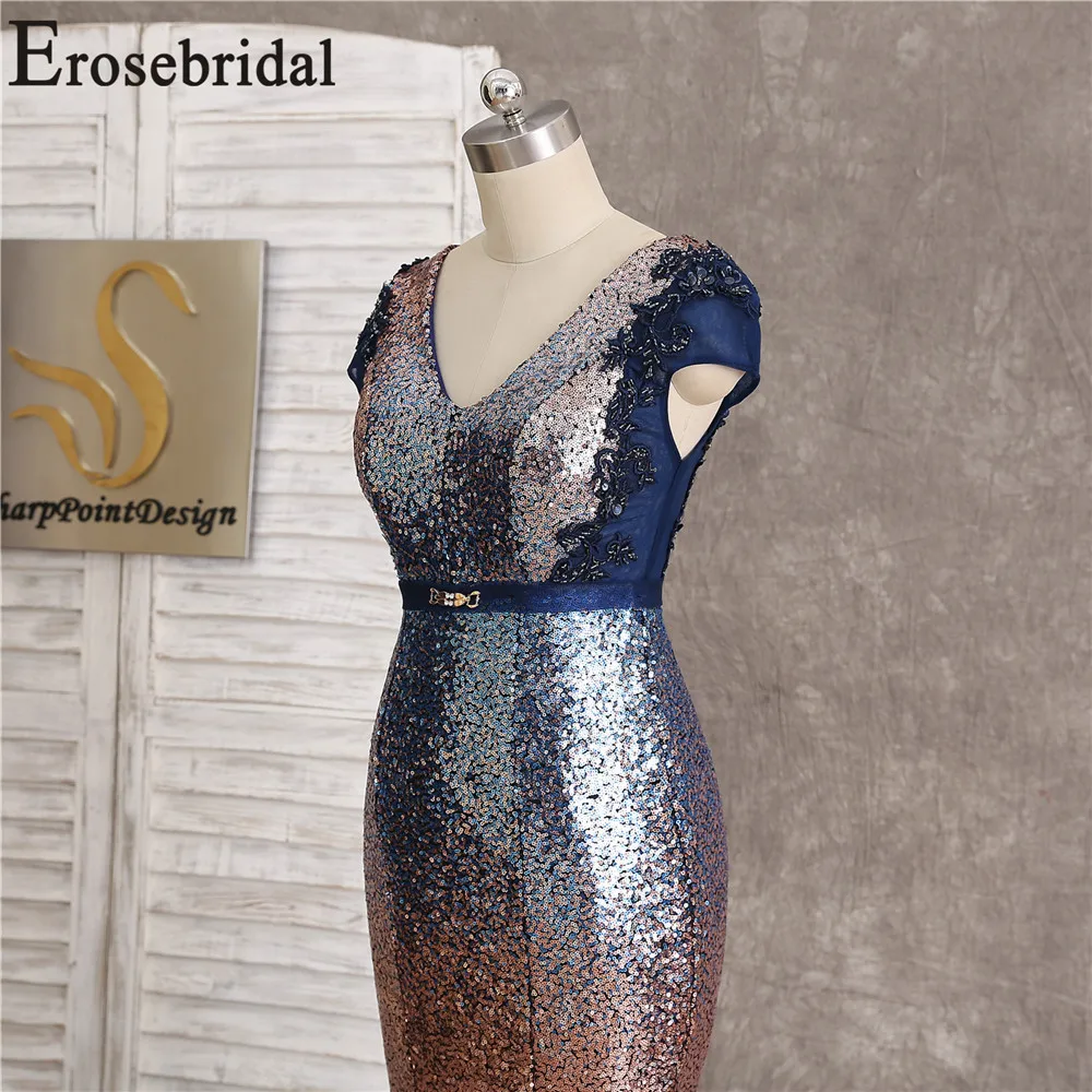 2019 Women Dress Elegant Evening Dress Long Gown Gradient Mermaid Evening Dress with Belt Zipper Back