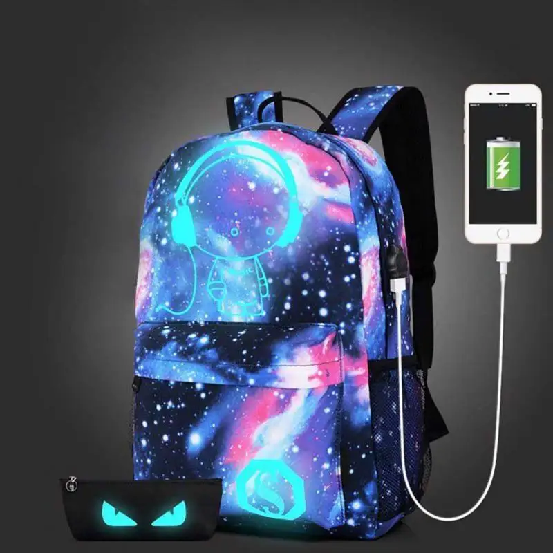 Children School Bags Galaxy Space Star Printing Backpack For Teenage Girls Boys Schoolbags USB