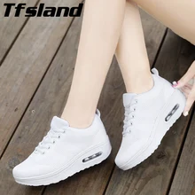 Tfsland/Женская обувь на танкетке; дышащие кроссовки со шнуровкой; Сникеры на воздушной подушке; женская обувь на плоской подошве; zapatillas mujer