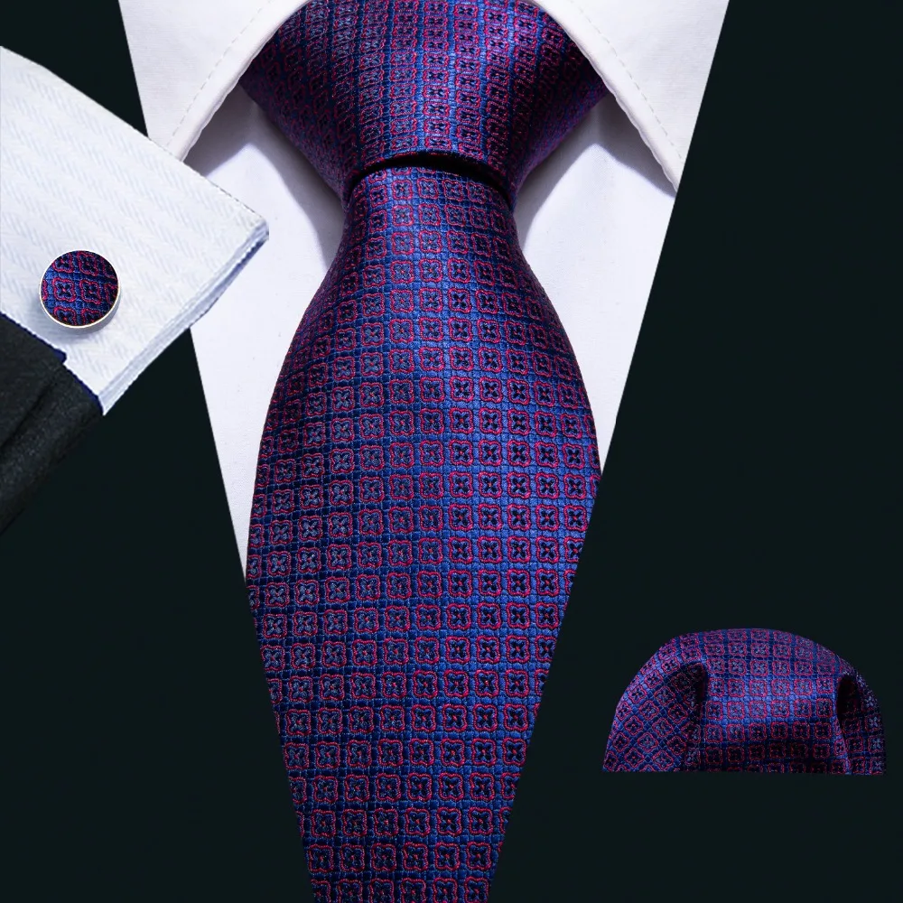 

Men Tie Purple Geometric 100% Silk Tie Barry.Wang 3.4" Jacquard Party Wedding Woven Men Tie Fashion Designers Necktie FA-5017