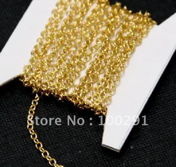 

Free shipping!!!200meter/lot 3x4mm gold plated metal O cross Link Chain Jewelry Findings Accessories Components