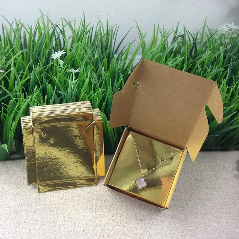 2016 New Golden Necklace BOX 1Lot =50 box +50 pcs inner Card 65x65x30mm