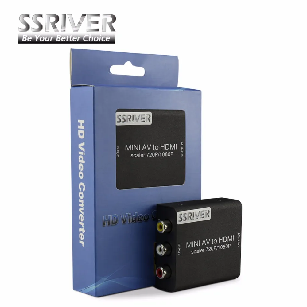 

SSRIVER 3RCA AV2HDMI CVBS L/R to HDMI Adapter Support 720P 1080P to Mini AV to HDMI with Audio Converter for HD Camera DVD