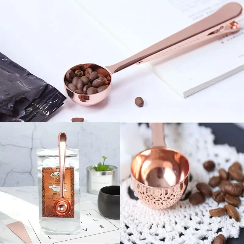 

Multi-function Measuring Spoon With Coffee Tea Sealing Clip Stainless Steel Tea Scoop Kitchen Coffee Tool Spoons Home Use