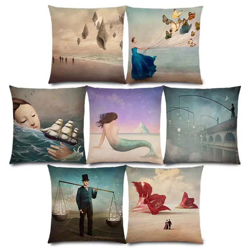 

New Elegant Lady Lovely Girl Shakespeare Fantasy Painting Moon Night Swan Dream Trees Cushion Cover Sofa Throw Pillow Case