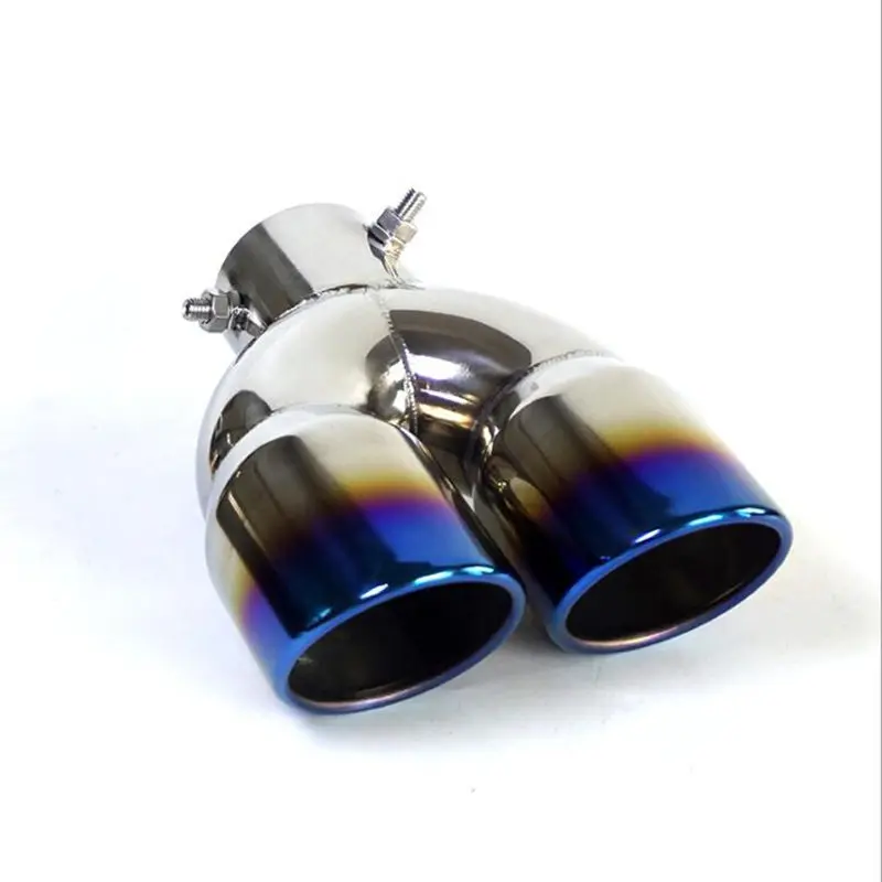 Universal Car Inlet Double-Barrel Rear Exhaust Tip Tail Pipe Muffler Outlet Stainless Steel Car Accessories car exhaust tail pipe