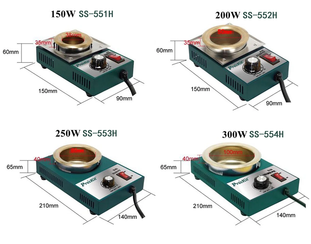 Pro'skit SS-552H 200 Вт Защита окружающей среды круглая Оловянная плита Бессвинцовая паяльная печь Dip Оловянная плита Оловянная сковорода Распайка