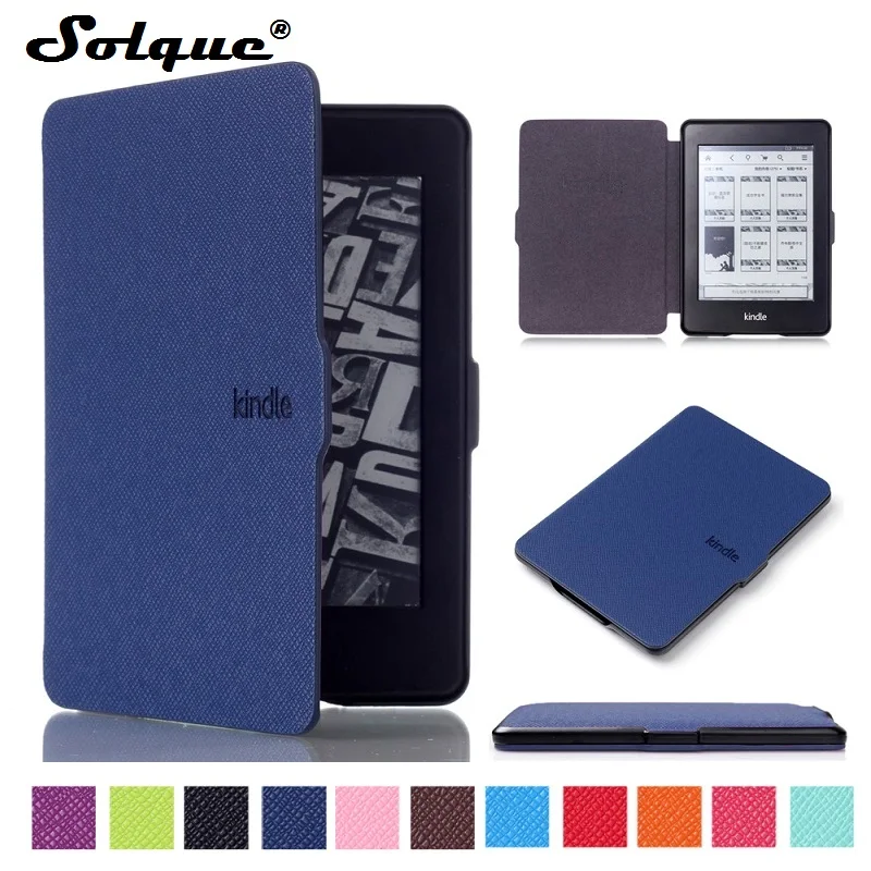 

Solque Ultra Slim PU Leather eBook Case For Amazon Kindle Paperwhite Paper White 3 2 1 Magen Hard Shell Flip Cover eReader Case