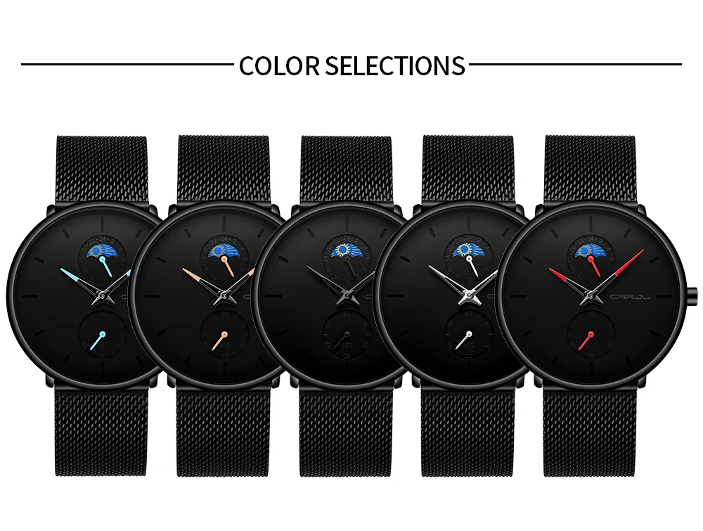 Black Slim  Women Men  Luxury Elegant Dress  es Unisex Ultra Thin Wrist es Para_voghion.com