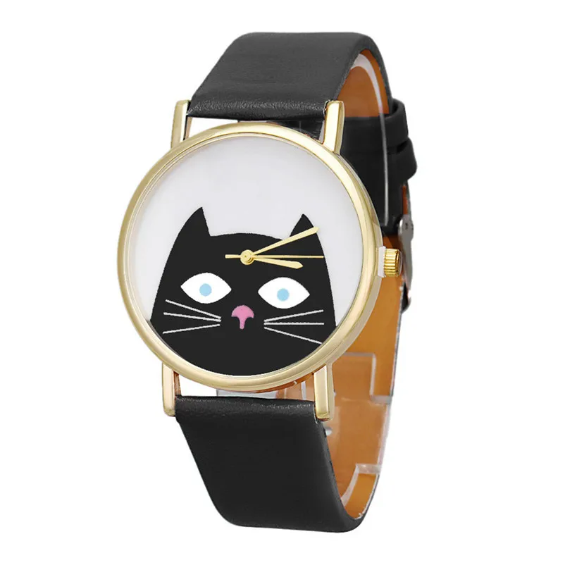 

2018 Fashion Women Watch Lovely Cat Women Leather Quartz WristWatch Ladies Watch Clock Relogio Feminino saat erkekler